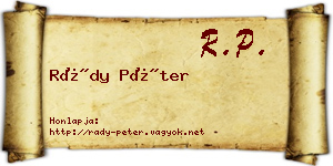 Rády Péter névjegykártya